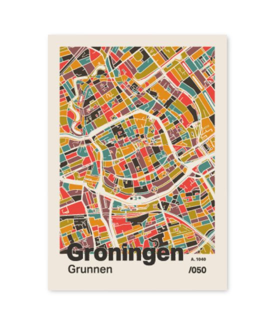 Plattegrond poster Licht Groningen mozaiek stl 07 7 | Funky Fellow