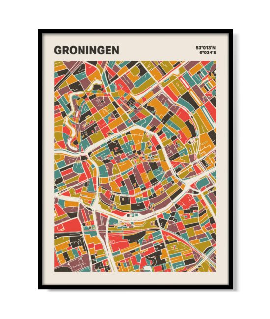 Plattegrond poster Licht Groningen mozaiek stl 07 | Funky Fellow