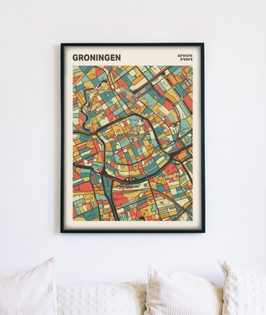 Plattegrond poster Licht Groningen mozaiek stl 08 5 | Funky Fellow