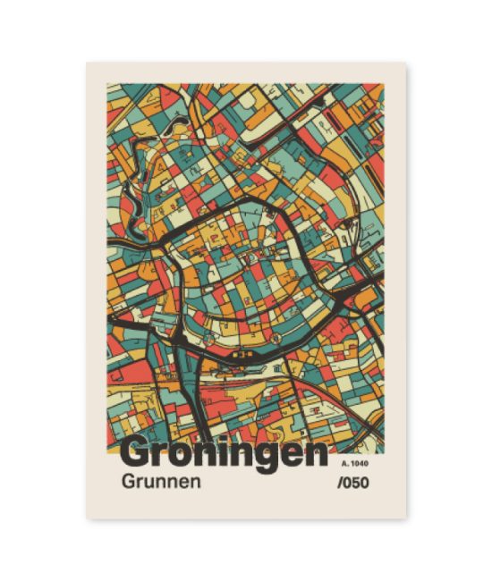 Plattegrond poster Licht Groningen mozaiek stl 08 7 | Funky Fellow