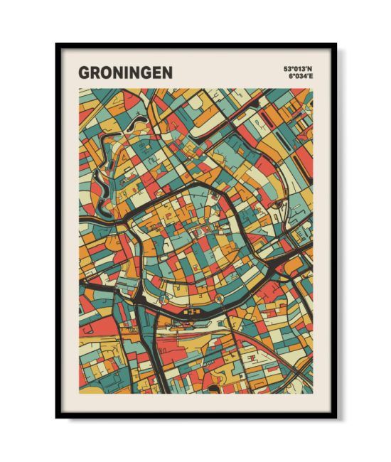 Plattegrond poster Licht Groningen mozaiek stl 08 | Funky Fellow