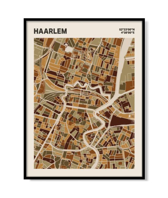 Plattegrond poster Licht Haarlem mozaiek stl 03 mockup lijst 05 | Funky Fellow