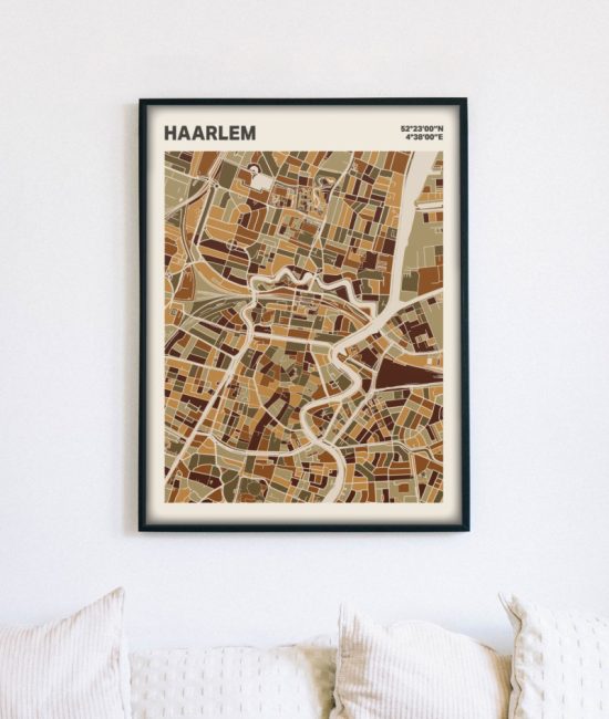 Plattegrond poster Licht Haarlem mozaiek stl 03 mockup lijst muur bank 02 | Funky Fellow