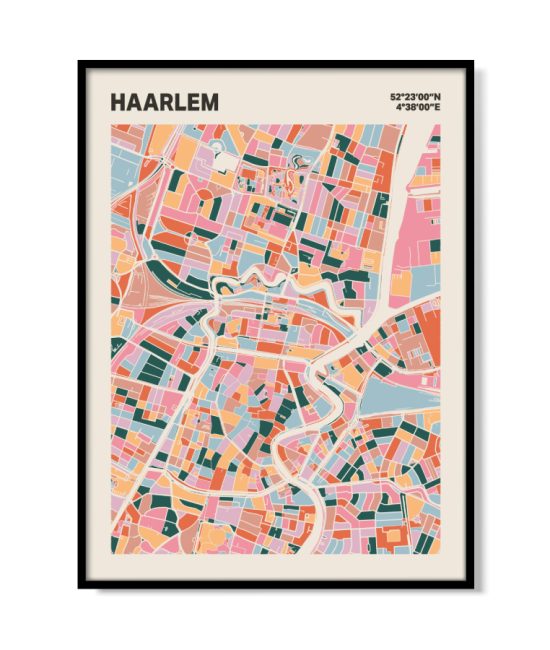 Plattegrond poster Licht Haarlem mozaiek stl 04 mockup lijst 05 | Funky Fellow