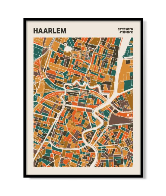 Plattegrond poster Licht Haarlem mozaiek stl 06 mockup lijst 05 | Funky Fellow
