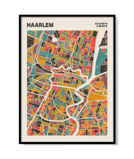 Plattegrond poster Licht Haarlem mozaiek stl 07 mockup lijst 05 | Funky Fellow