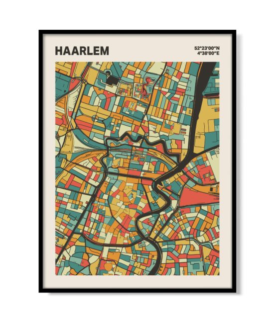Plattegrond poster Licht Haarlem mozaiek stl 08 mockup lijst 05 | Funky Fellow