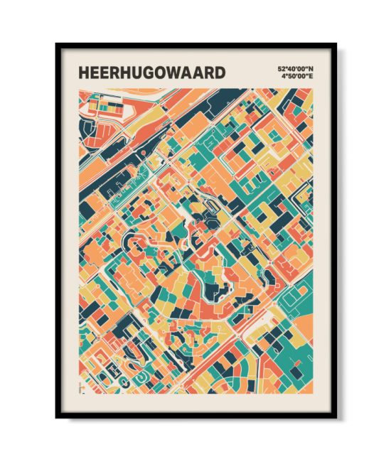 Plattegrond poster Licht Heerhugowaard mozaiek stl 01 mockup lijst 05 | Funky Fellow