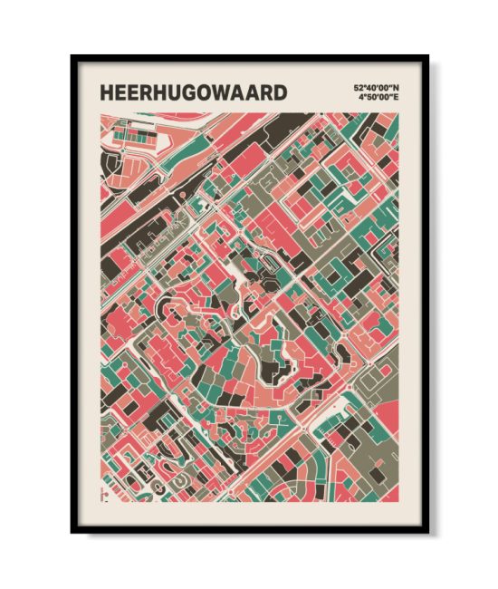 Plattegrond poster Licht Heerhugowaard mozaiek stl 02 mockup lijst 05 | Funky Fellow