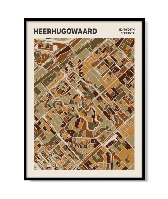 Plattegrond poster Licht Heerhugowaard mozaiek stl 03 mockup lijst 05 | Funky Fellow
