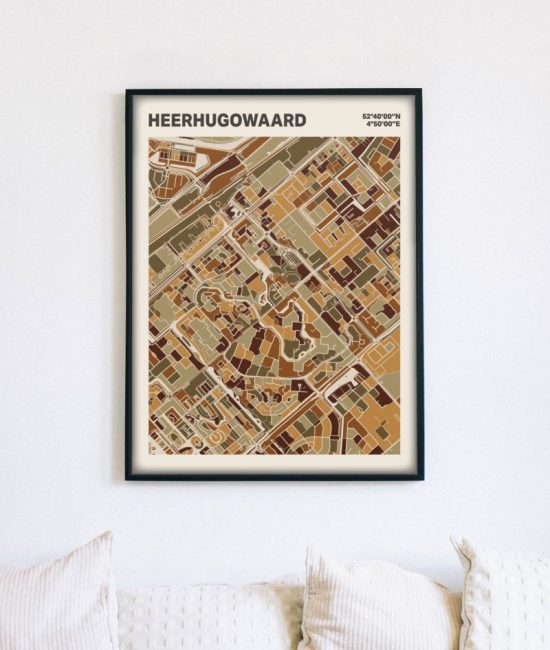 Plattegrond poster Licht Heerhugowaard mozaiek stl 03 mockup lijst muur bank 02 | Funky Fellow