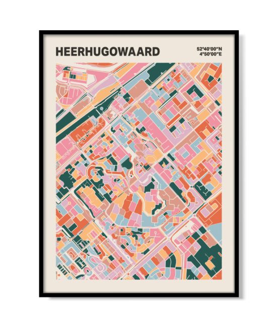 Plattegrond poster Licht Heerhugowaard mozaiek stl 04 mockup lijst 05 | Funky Fellow