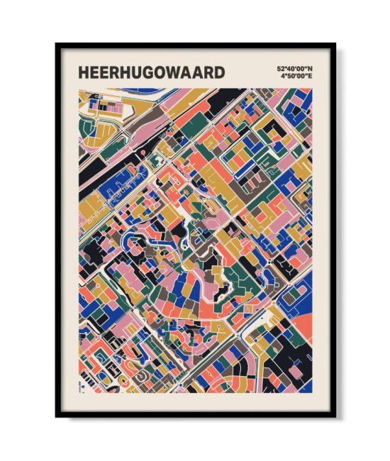 Plattegrond poster Licht Heerhugowaard mozaiek stl 05 mockup lijst 05 | Funky Fellow
