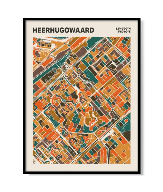 Plattegrond poster Licht Heerhugowaard mozaiek stl 06 mockup lijst 05 | Funky Fellow