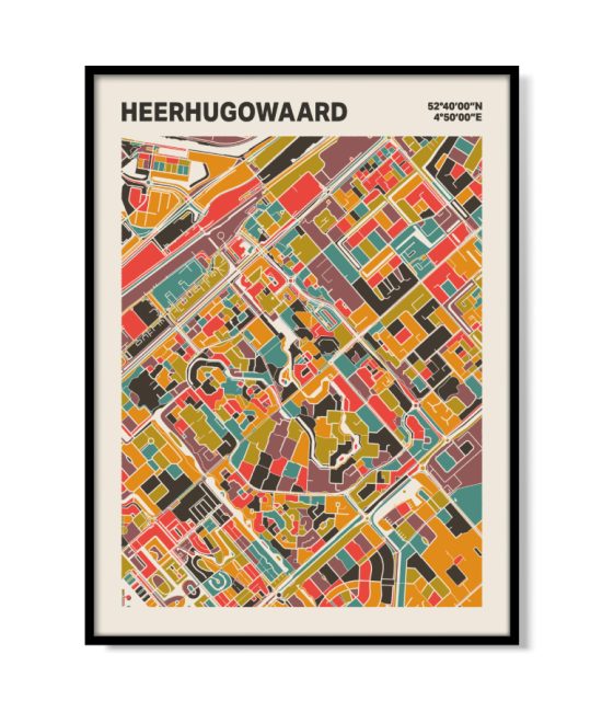 Plattegrond poster Licht Heerhugowaard mozaiek stl 07 mockup lijst 05 | Funky Fellow