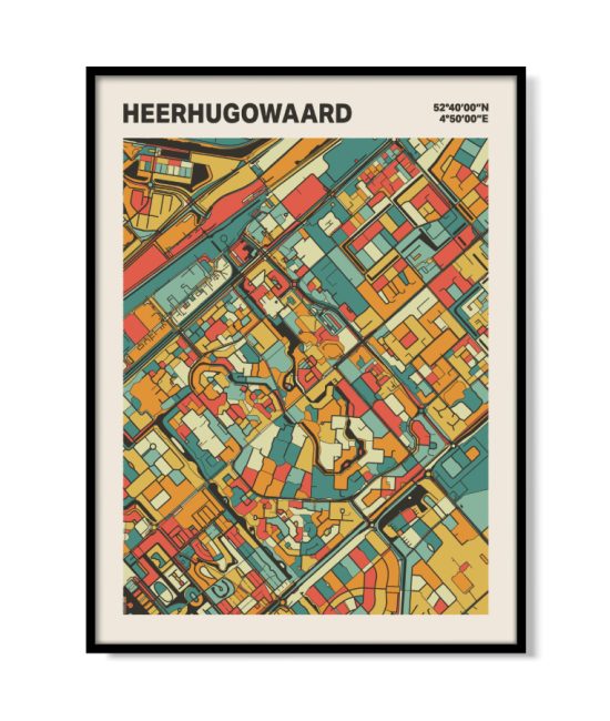 Plattegrond poster Licht Heerhugowaard mozaiek stl 08 mockup lijst 05 | Funky Fellow