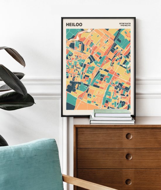 Plattegrond poster Licht Heiloo mozaiek stl 01 Mockup stoel kast lijst 03 | Funky Fellow