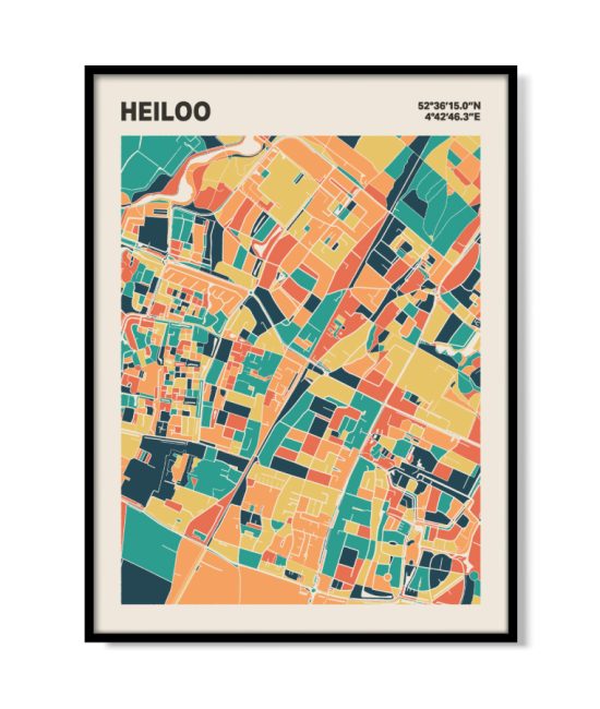 Plattegrond poster Licht Heiloo mozaiek stl 01 mockup lijst 05 | Funky Fellow