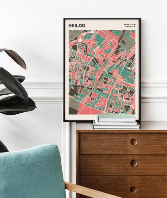 Plattegrond poster Licht Heiloo mozaiek stl 02 Mockup stoel kast lijst 03 | Funky Fellow
