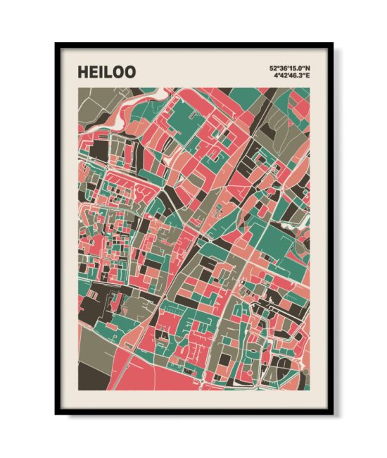 Plattegrond poster Licht Heiloo mozaiek stl 02 mockup lijst 05 | Funky Fellow
