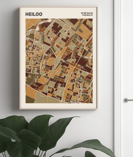 Plattegrond poster Licht Heiloo mozaiek stl 03 Mockup muur plant lijst 04 | Funky Fellow
