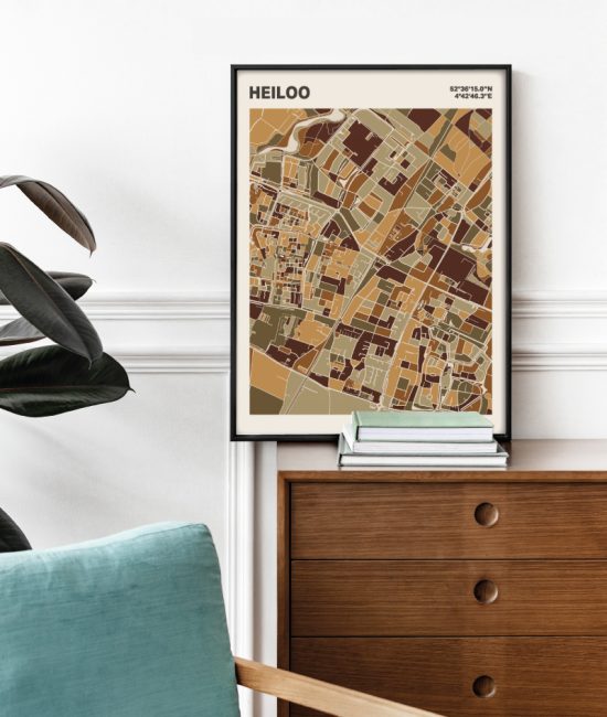Plattegrond poster Licht Heiloo mozaiek stl 03 Mockup stoel kast lijst 03 | Funky Fellow