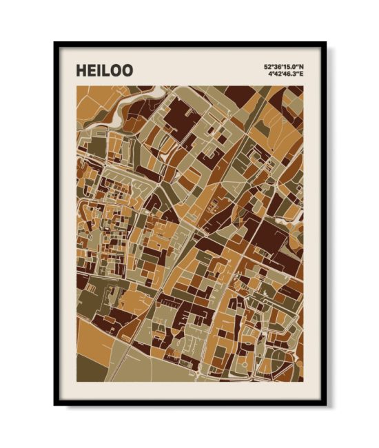 Plattegrond poster Licht Heiloo mozaiek stl 03 mockup lijst 05 | Funky Fellow
