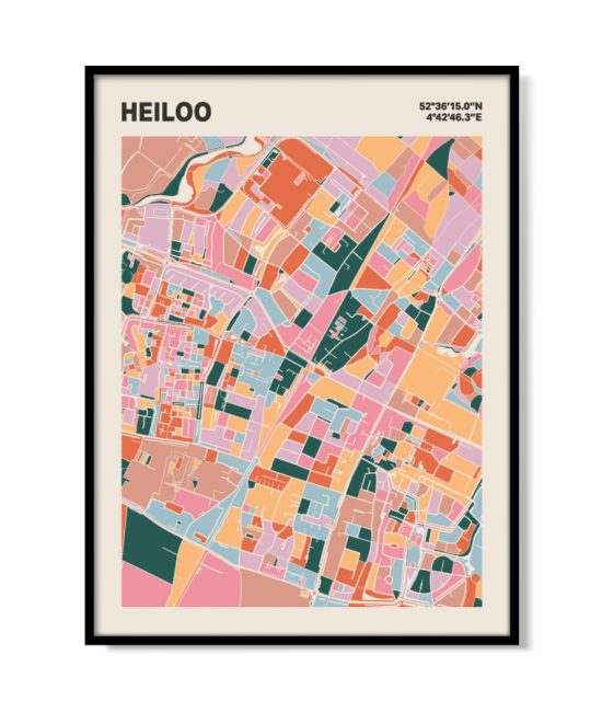 Plattegrond poster Licht Heiloo mozaiek stl 04 mockup lijst 05 | Funky Fellow