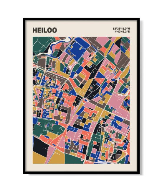 Plattegrond poster Licht Heiloo mozaiek stl 05 mockup lijst 05 | Funky Fellow