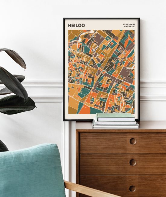 Plattegrond poster Licht Heiloo mozaiek stl 06 Mockup stoel kast lijst 03 | Funky Fellow