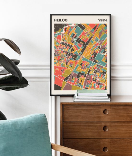 Plattegrond poster Licht Heiloo mozaiek stl 07 Mockup stoel kast lijst 03 | Funky Fellow