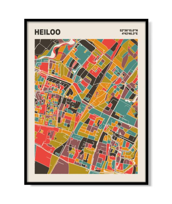 Plattegrond poster Licht Heiloo mozaiek stl 07 mockup lijst 05 | Funky Fellow