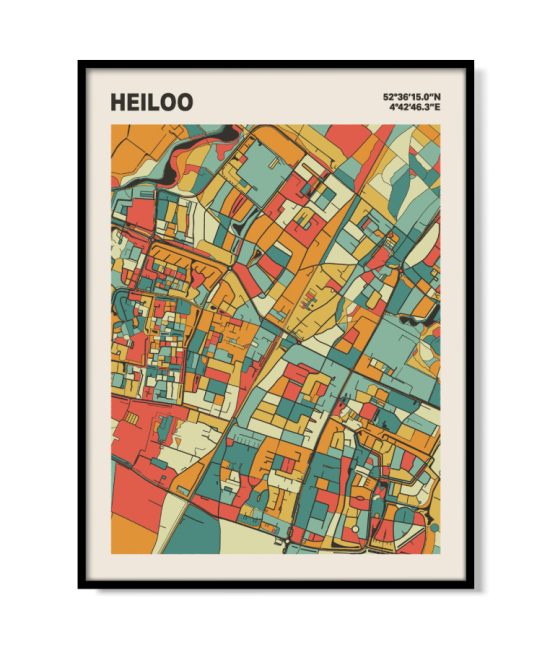 Plattegrond poster Licht Heiloo mozaiek stl 08 mockup lijst 05 | Funky Fellow
