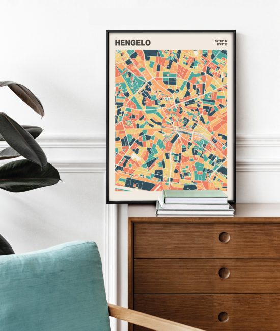 Plattegrond poster Licht Hengelo mozaiek stl 01 2 | Funky Fellow