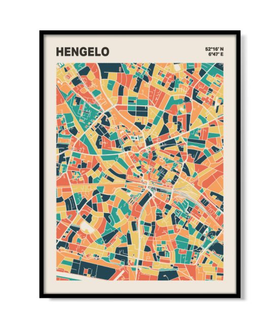 Plattegrond poster Licht Hengelo mozaiek stl 01 | Funky Fellow