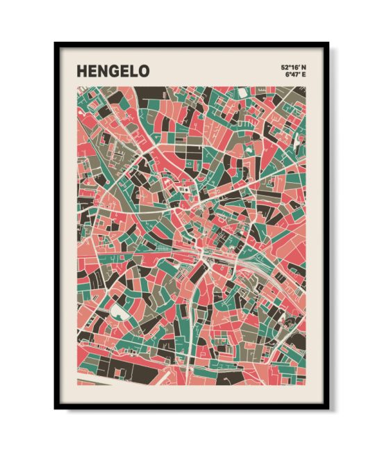 Plattegrond poster Licht Hengelo mozaiek stl 02 | Funky Fellow