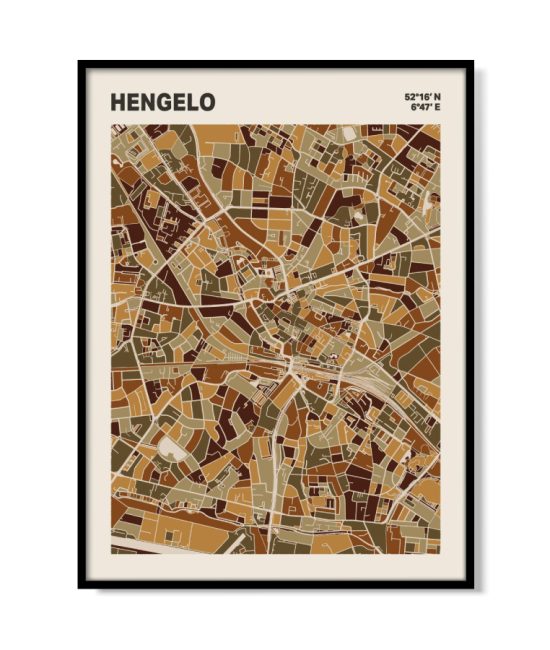Plattegrond poster Licht Hengelo mozaiek stl 03 | Funky Fellow