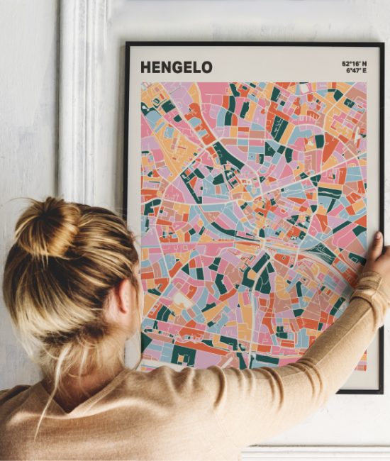 Plattegrond poster Licht Hengelo mozaiek stl 04 | Funky Fellow