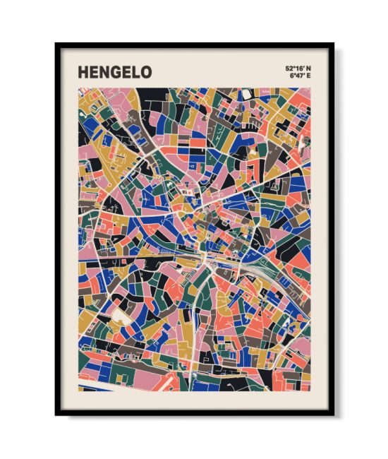 Plattegrond poster Licht Hengelo mozaiek stl 05 | Funky Fellow