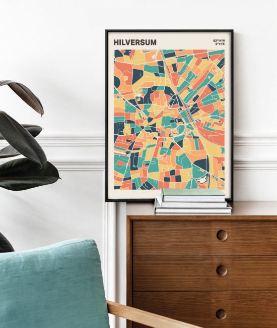 Plattegrond poster Licht Hilversum mozaiek stl 01 Mockup stoel kast lijst 03 | Funky Fellow