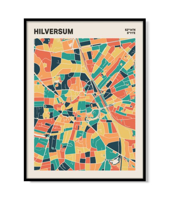 Plattegrond poster Licht Hilversum mozaiek stl 01 mockup lijst 05 | Funky Fellow