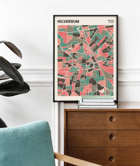 Plattegrond poster Licht Hilversum mozaiek stl 02 Mockup stoel kast lijst 03 | Funky Fellow