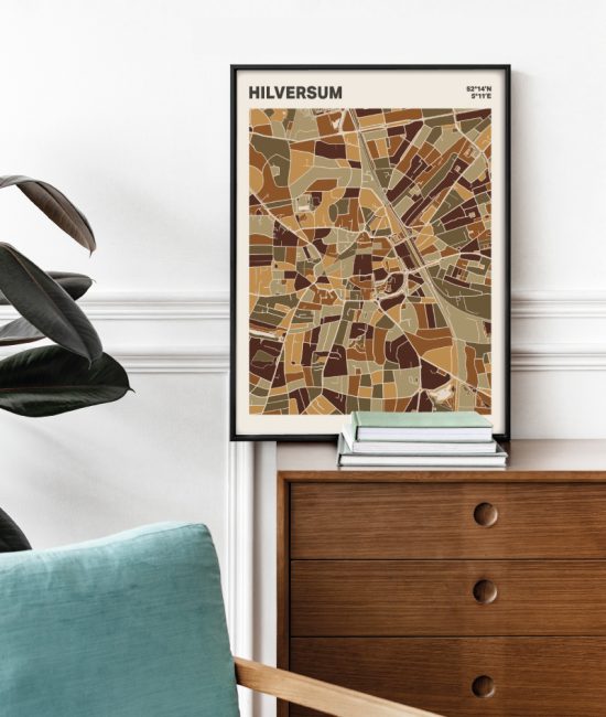 Plattegrond poster Licht Hilversum mozaiek stl 03 Mockup stoel kast lijst 03 | Funky Fellow