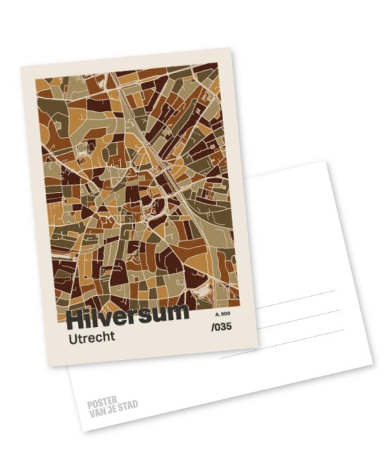 Plattegrond poster Licht Hilversum mozaiek stl 03 mockup A6 schaduw voor en achter | Funky Fellow