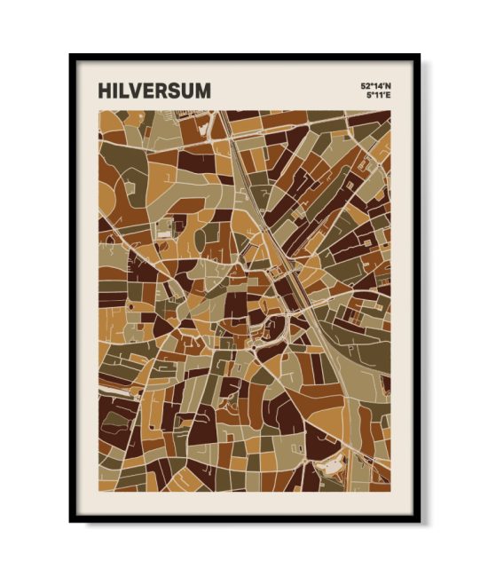 Plattegrond poster Licht Hilversum mozaiek stl 03 mockup lijst 05 | Funky Fellow