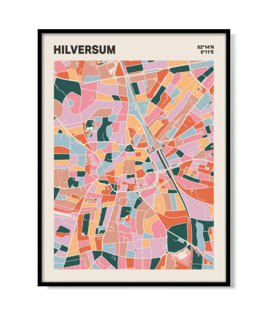 Plattegrond poster Licht Hilversum mozaiek stl 04 mockup lijst 05 | Funky Fellow