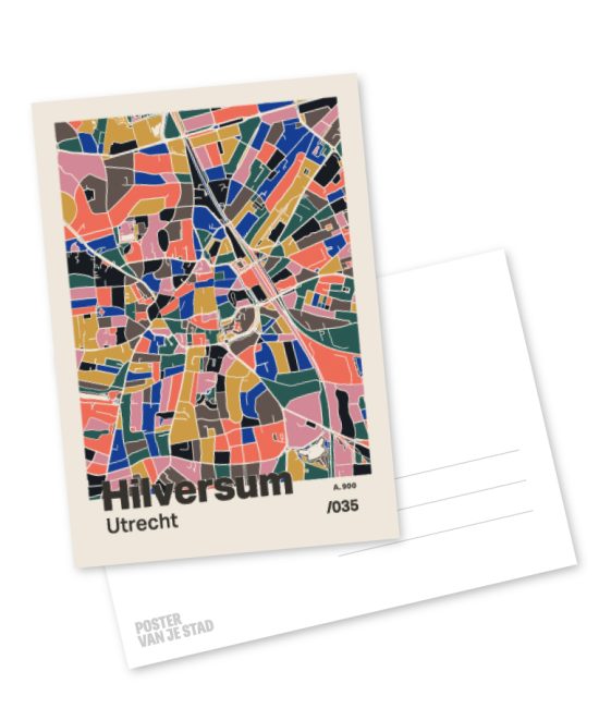 Plattegrond poster Licht Hilversum mozaiek stl 05 mockup A6 schaduw voor en achter | Funky Fellow