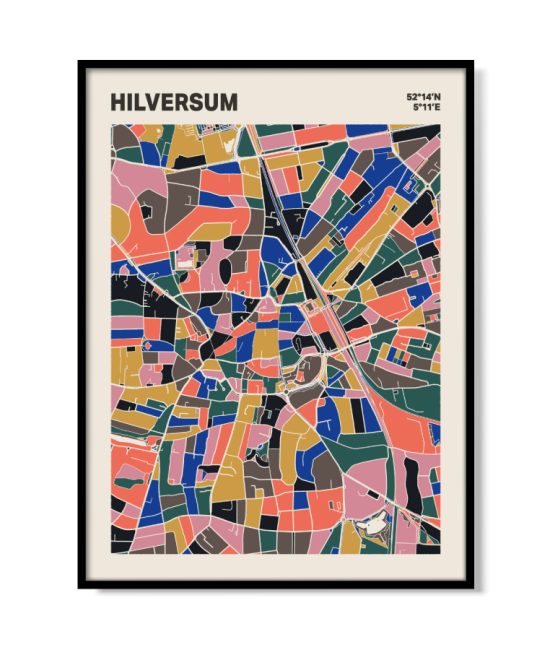 Plattegrond poster Licht Hilversum mozaiek stl 05 mockup lijst 05 | Funky Fellow