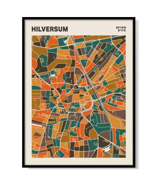 Plattegrond poster Licht Hilversum mozaiek stl 06 mockup lijst 05 | Funky Fellow