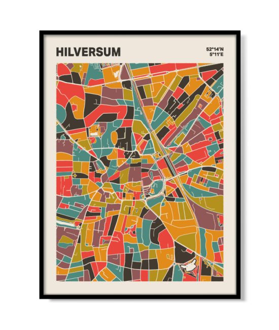 Plattegrond poster Licht Hilversum mozaiek stl 07 mockup lijst 05 | Funky Fellow